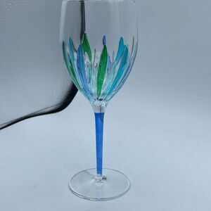 CC ZECCHIN MURANO wine glass hand blown blue stem